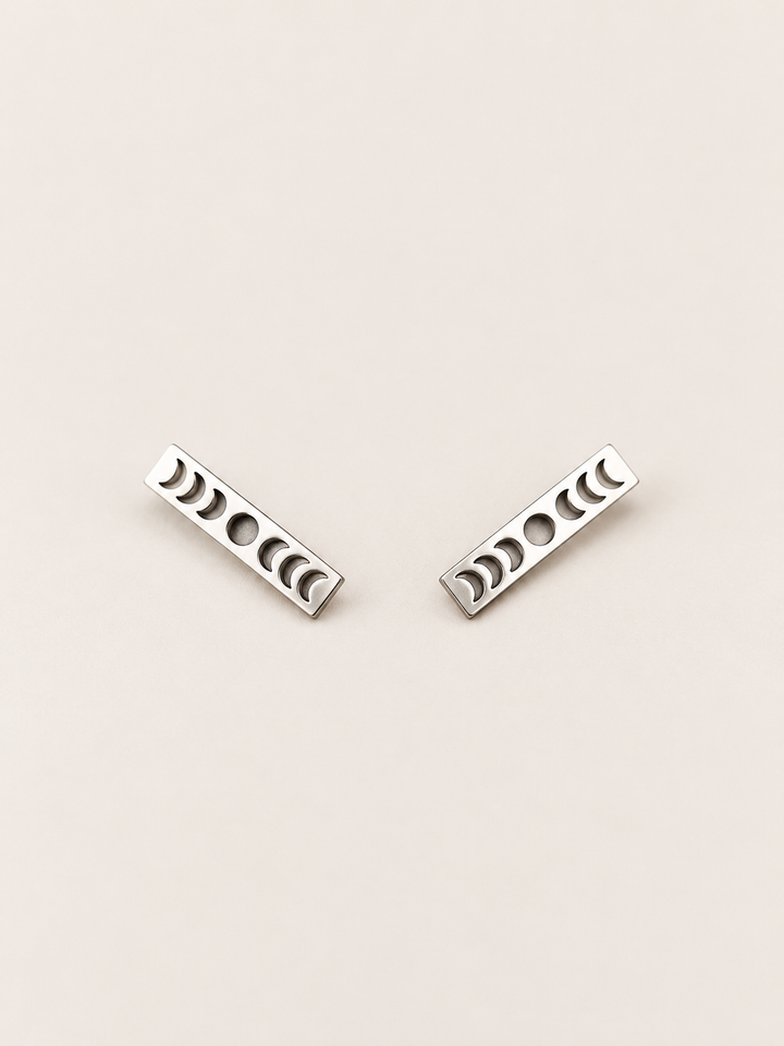 Moon Phase Bar Stud Earrings — silver main