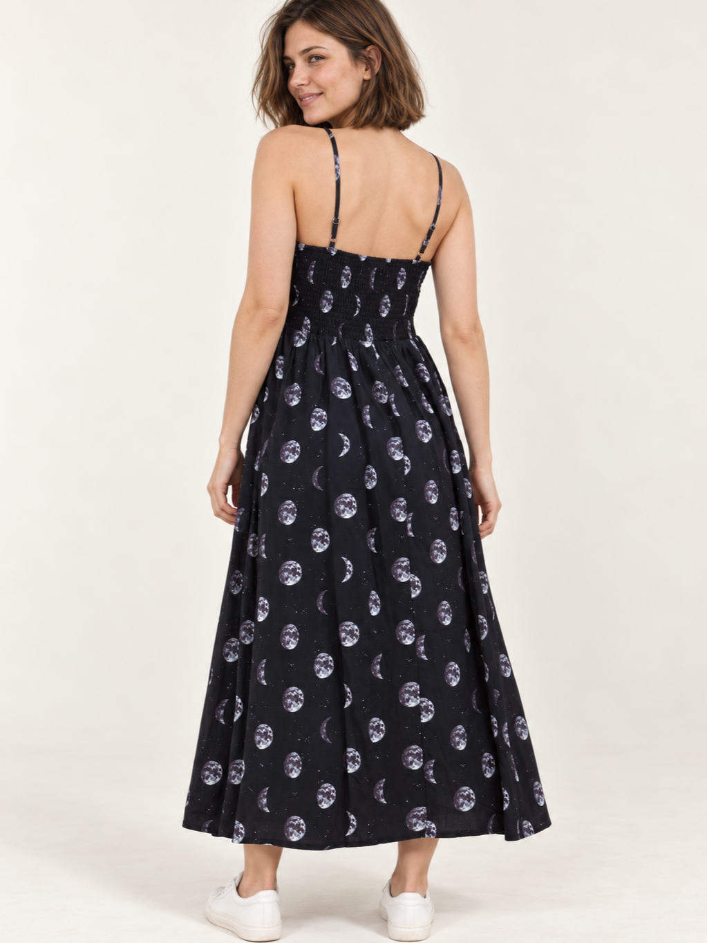 Moon Phase Faux Button Down Dress back view