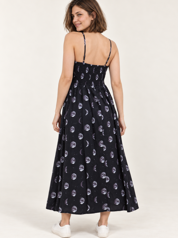 Moon Phase Faux Button Down Dress back view