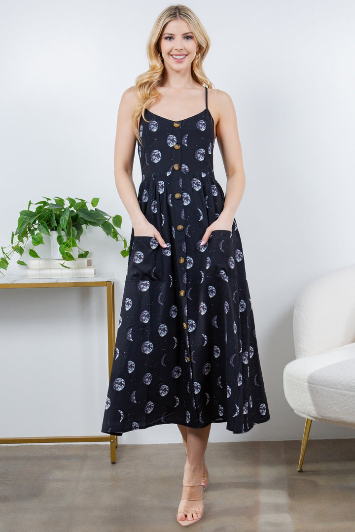 Moon Phase Faux Button Down Dress