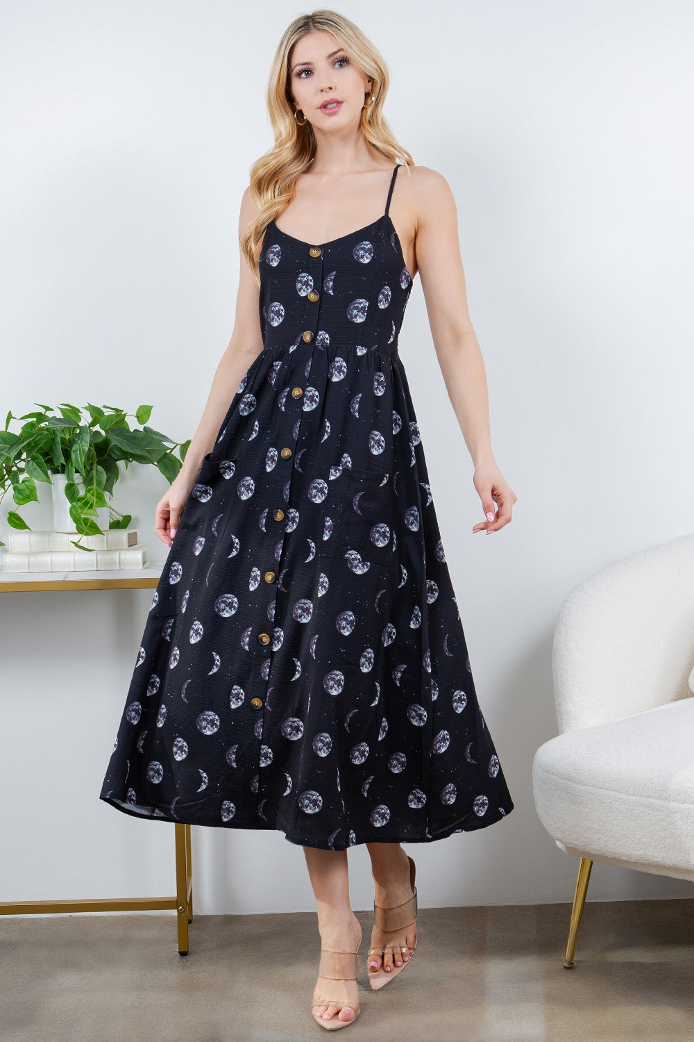 Moon Phase Faux Button Down Dress