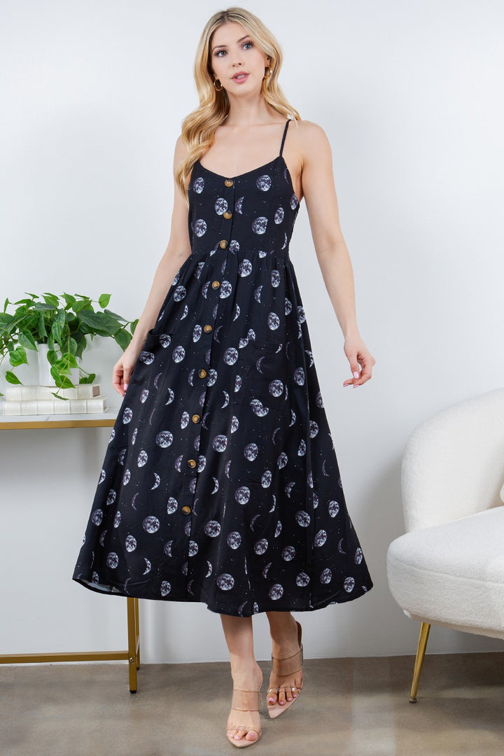 Moon Phase Faux Button Down Dress