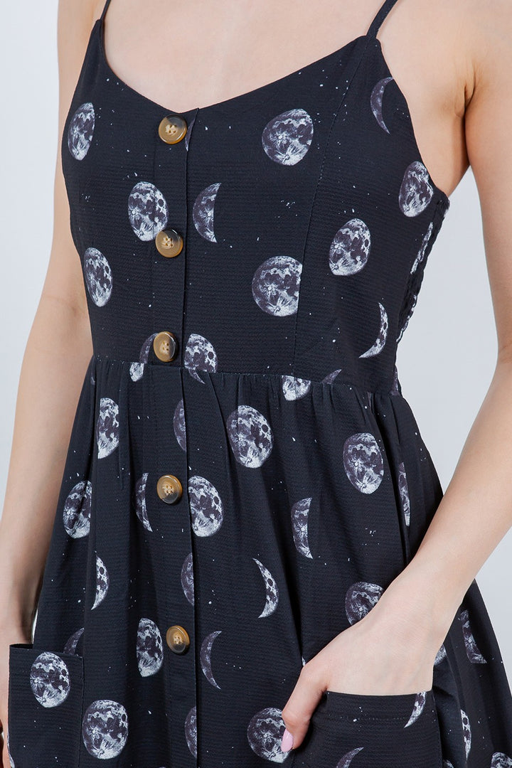 Moon Phase Faux Button Down Dress