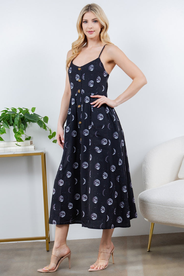 Moon Phase Faux Button Down Dress