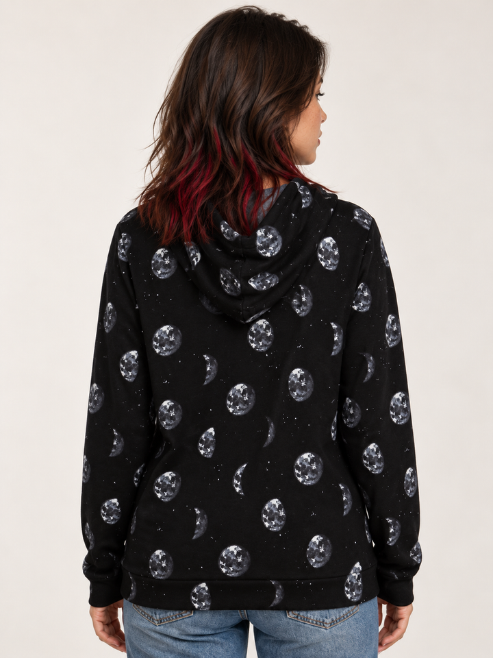 Moon Phase Hoodie back view on model