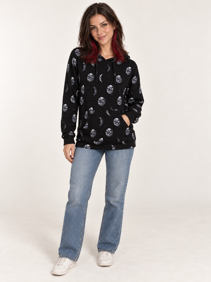 Moon Phase Hoodie full-body front view on model