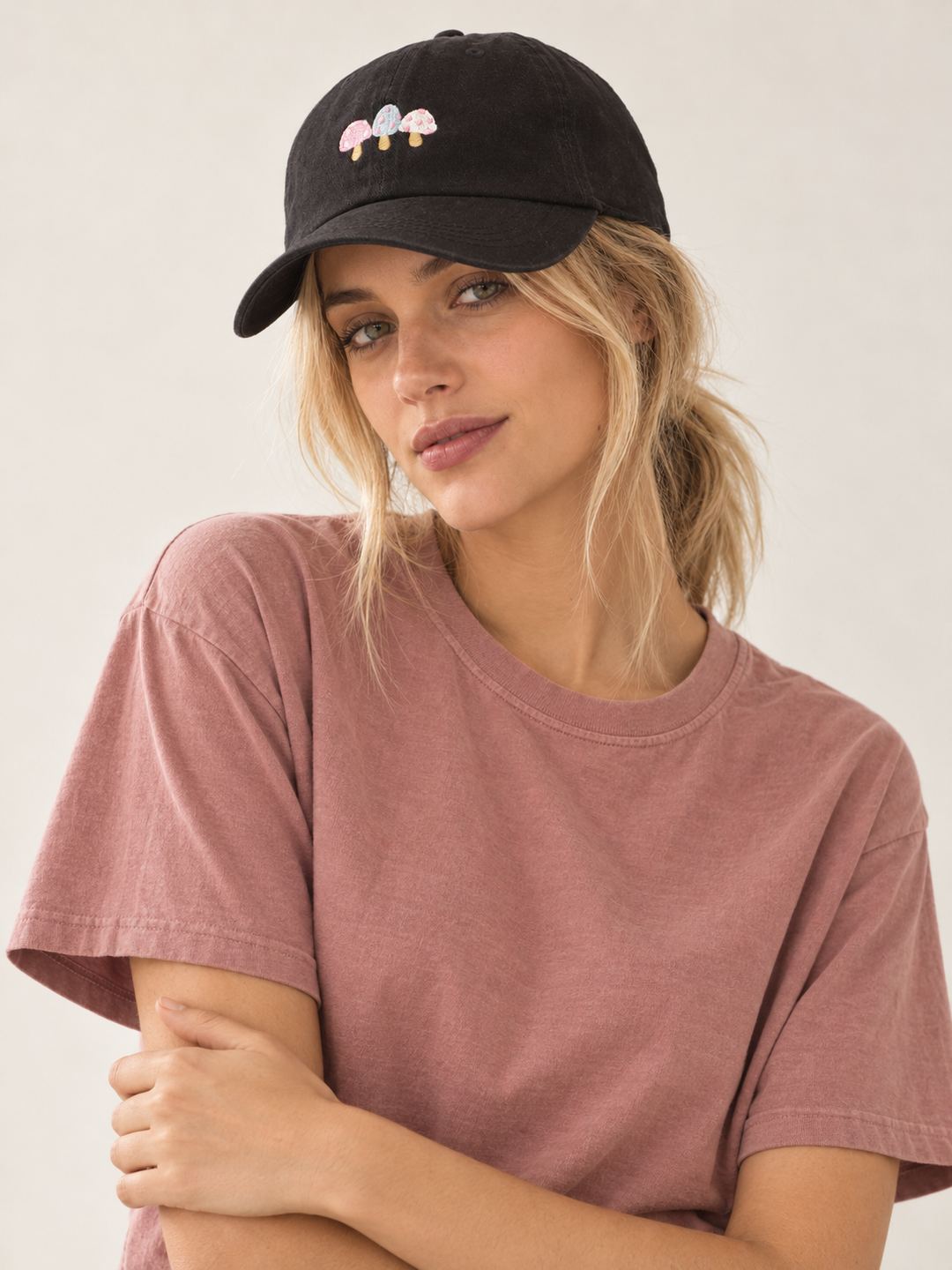 Model wearing Mushroom Hat Black
