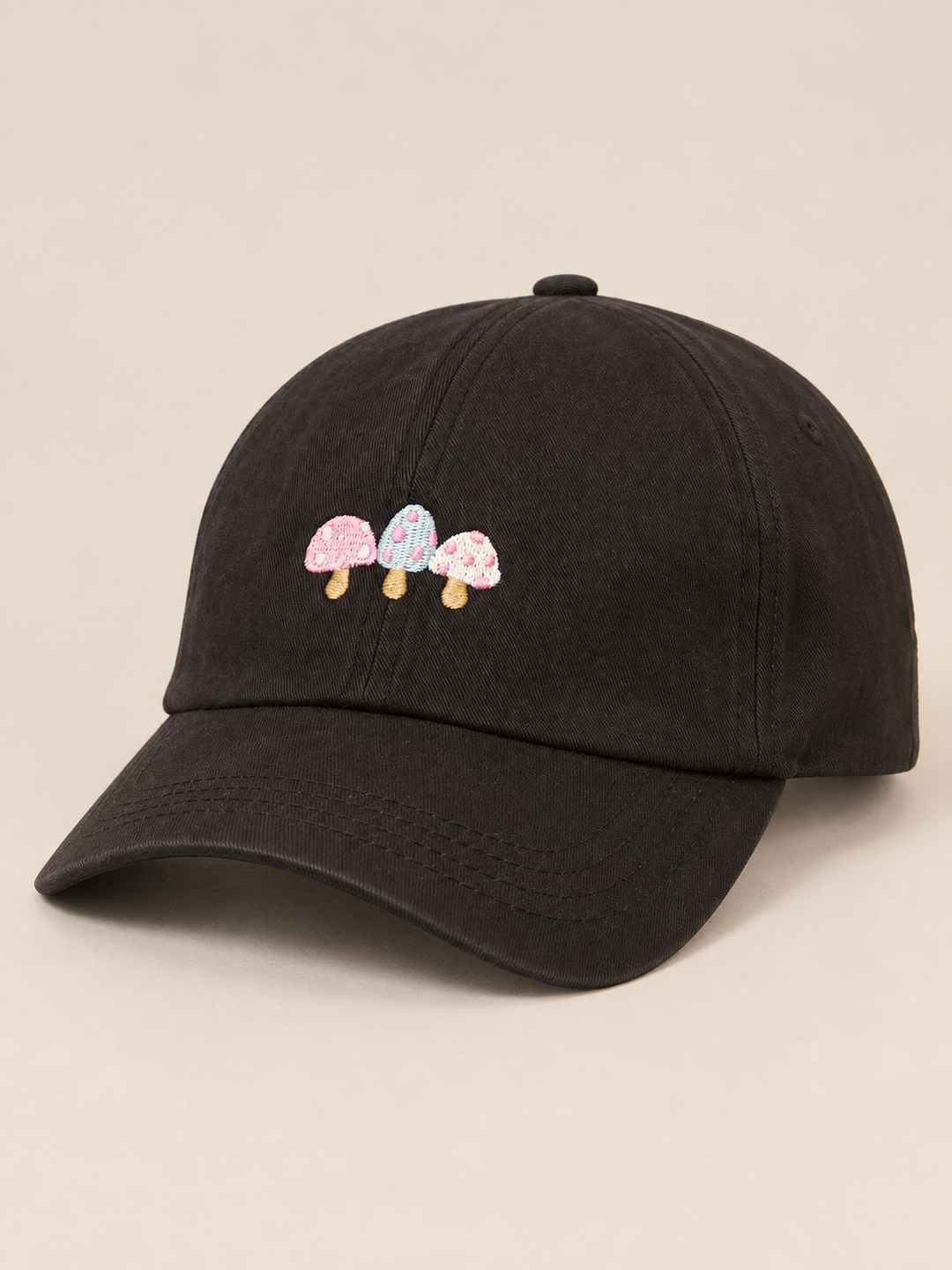 Mushroom Hat Black three-quarter view