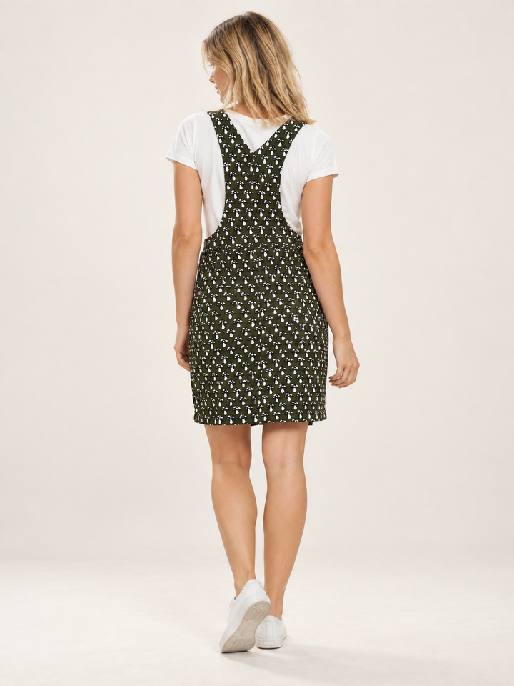 Mushroom Overall Dress Green full-body back view
