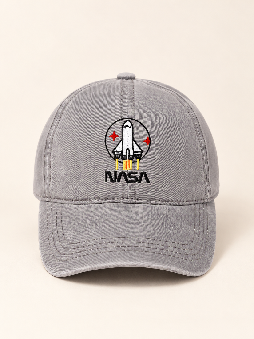 Gray NASA embroidered hat, front view