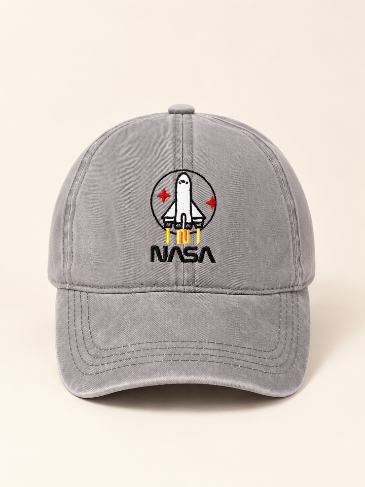 Gray NASA embroidered hat, front view