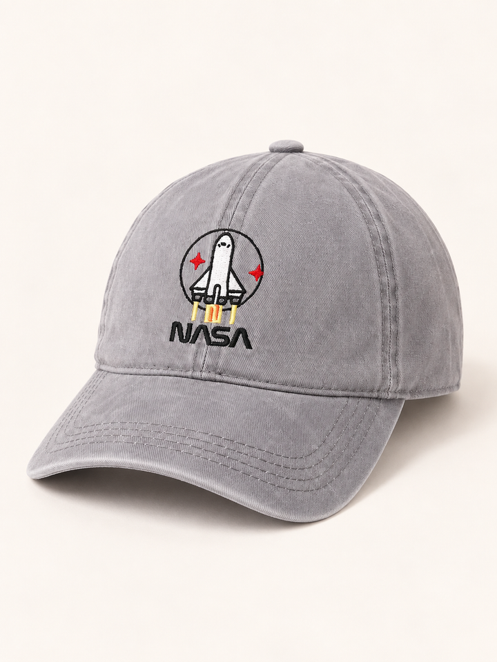 Gray NASA embroidered hat, three-quarter view
