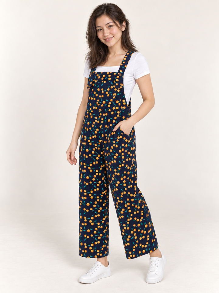 Orange Overalls full-body 45-degree view