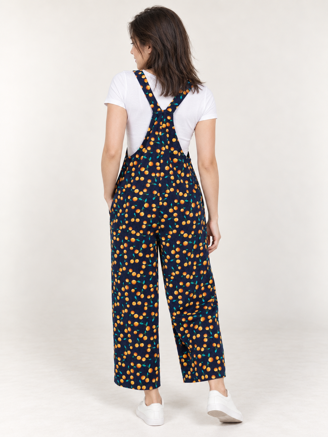 Orange Overalls full-body back view
