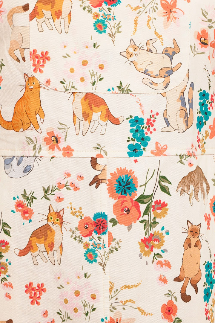 Cat Overall Dress Cream