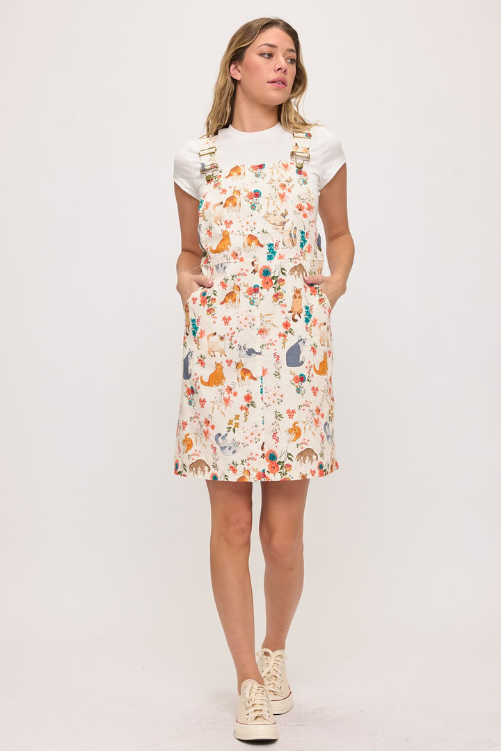 Cat Overall Dress Cream