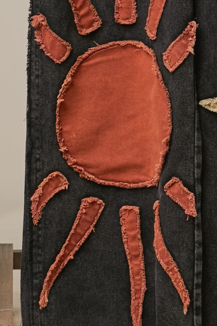 Moon And Star Patchwork Overalls