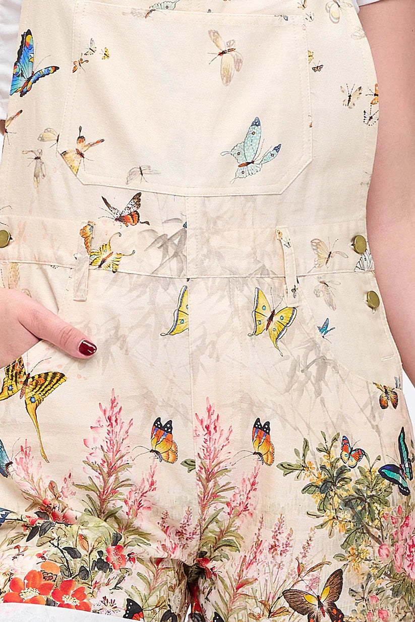 Butterfly Short Overalls Cream