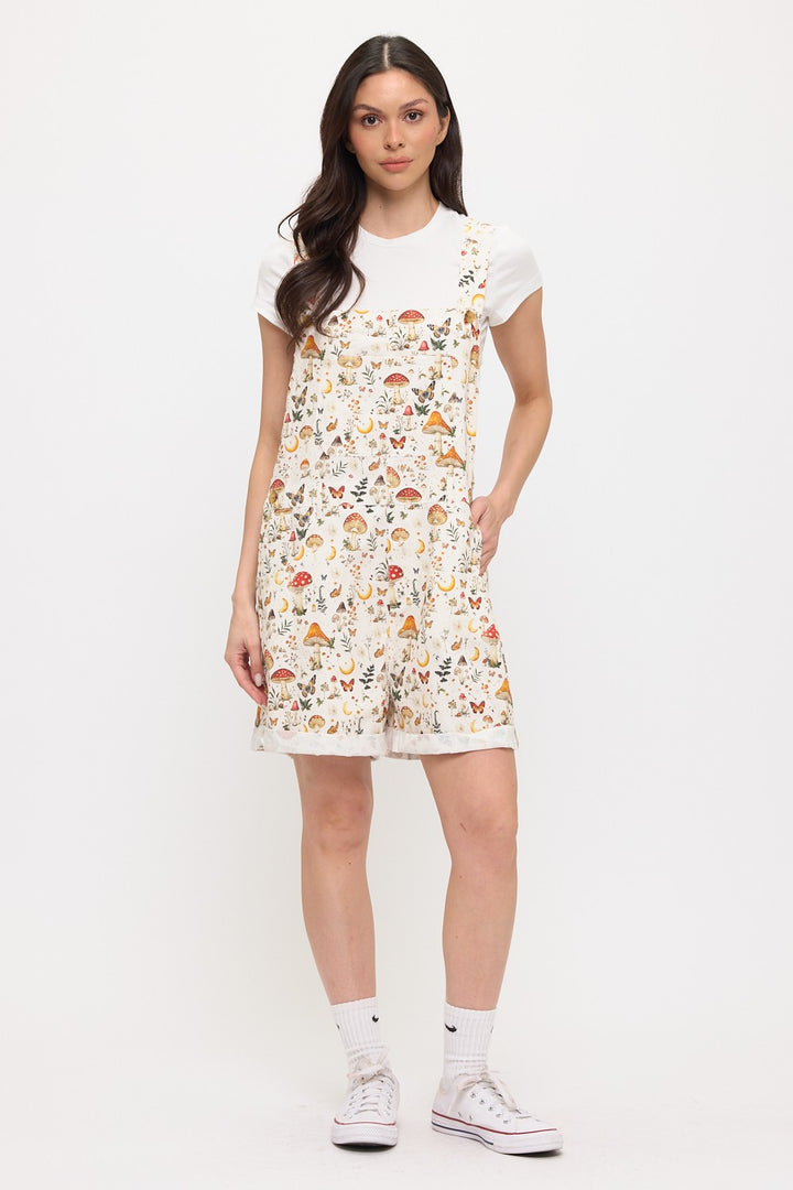 Lunar Mushroom Short Overalls Cream
