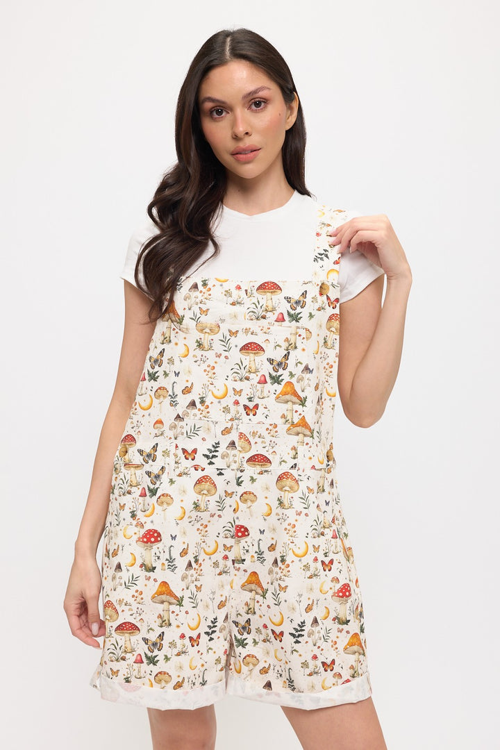 Lunar Mushroom Short Overalls Cream