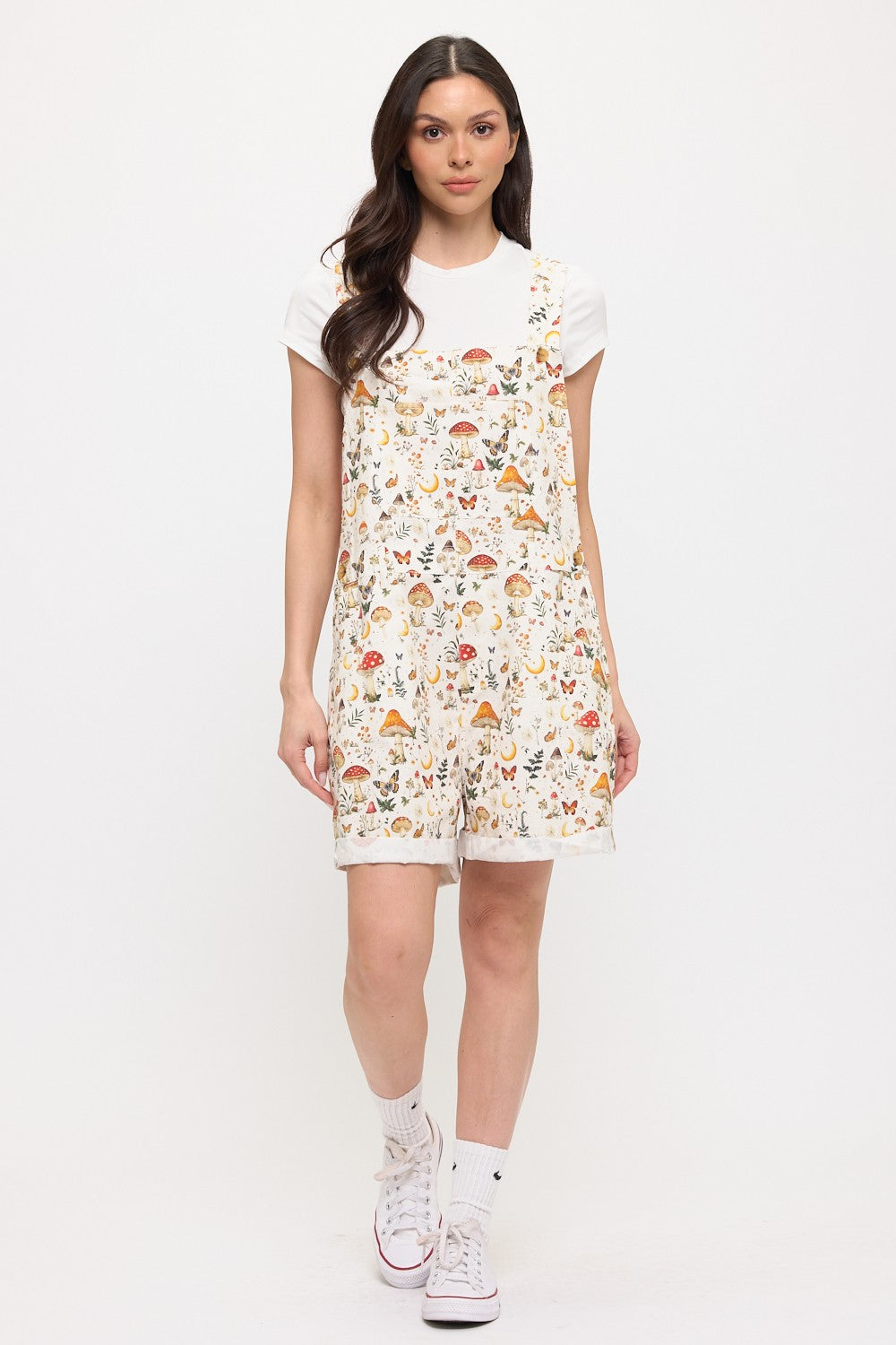 Lunar Mushroom Short Overalls Cream