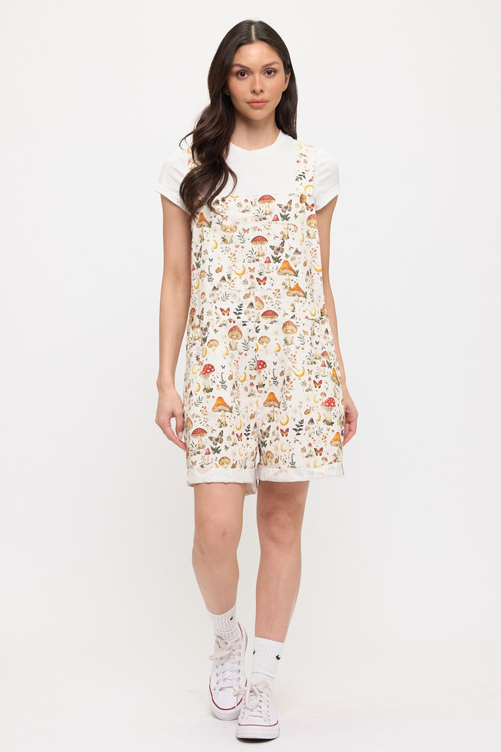 Lunar Mushroom Short Overalls Cream