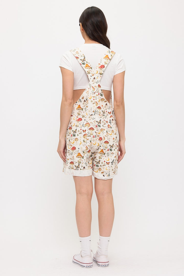 Lunar Mushroom Short Overalls Cream