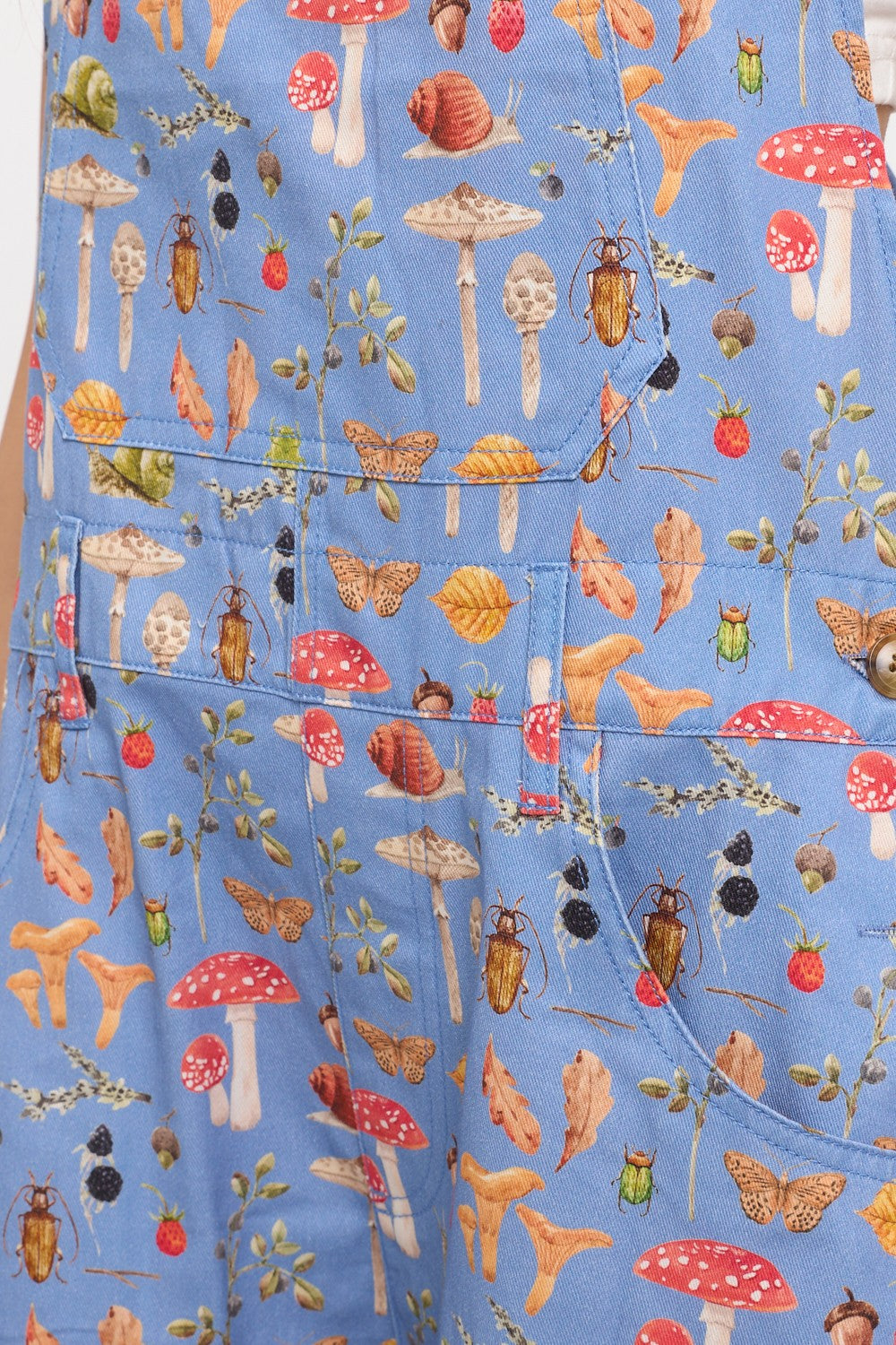 Woodland Mushroom Short Overalls Blue