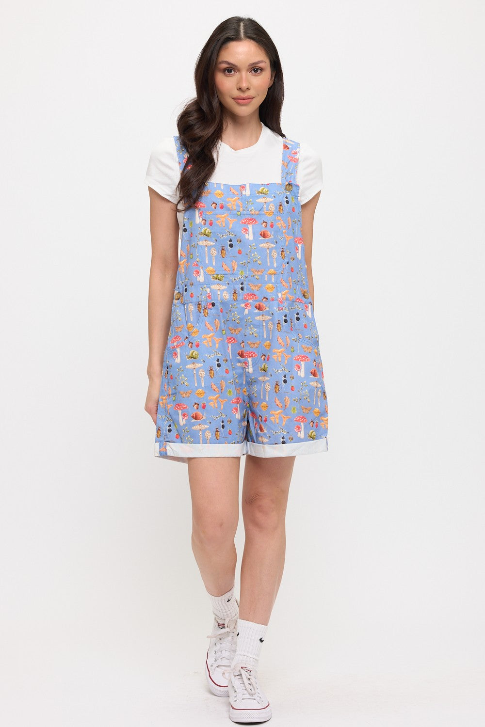 Woodland Mushroom Short Overalls Blue