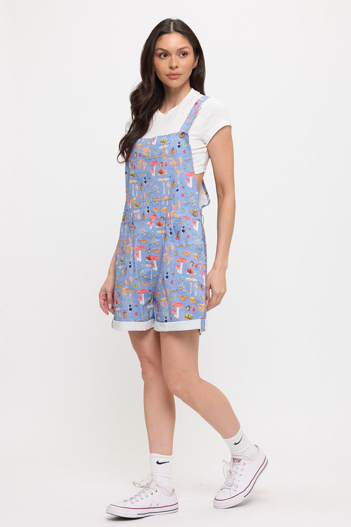 Woodland Mushroom Short Overalls Blue