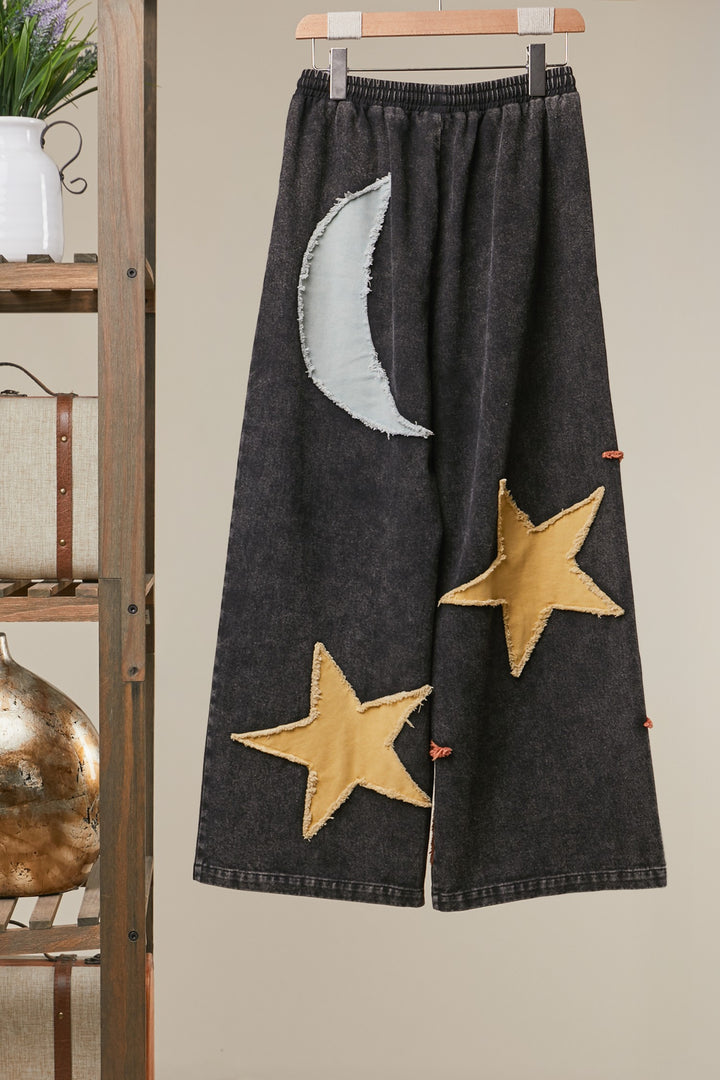 Moon And Star Patchwork Wide Leg Pants