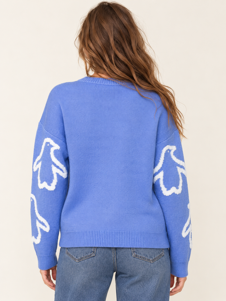 Penguin sweater blue - back view
