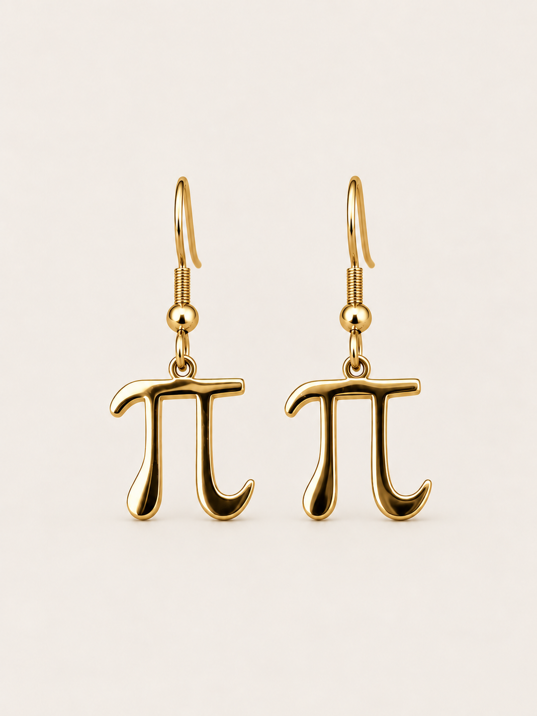 Pi Symbol Drop Earrings — gold main; Stainless Steel