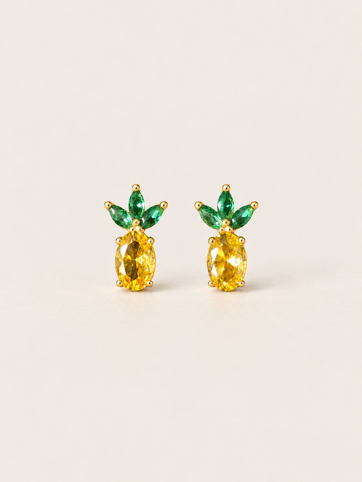 Pineapple Stud Earrings shown on a warm neutral background