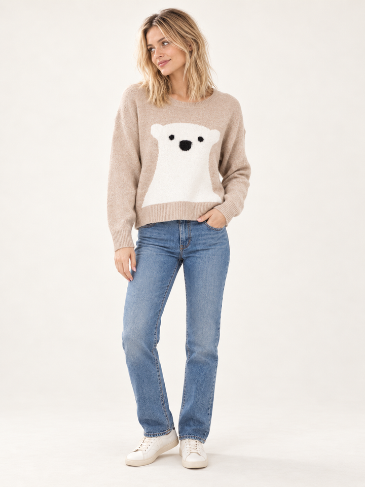 Polar Bear Sweater Taupe full-body view
