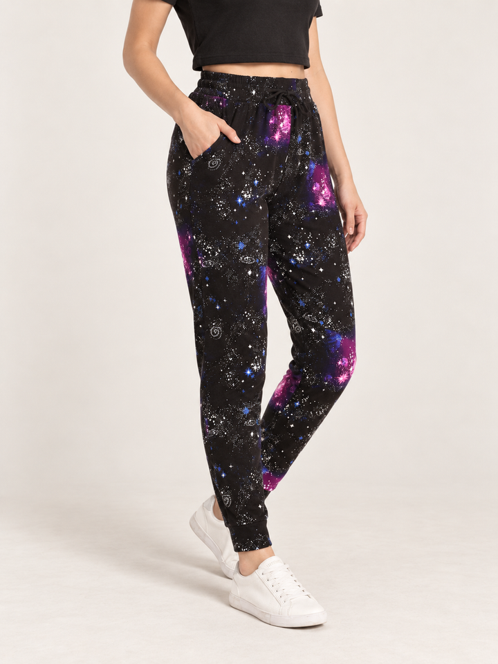 Purple Galaxy Joggers 45-degree view