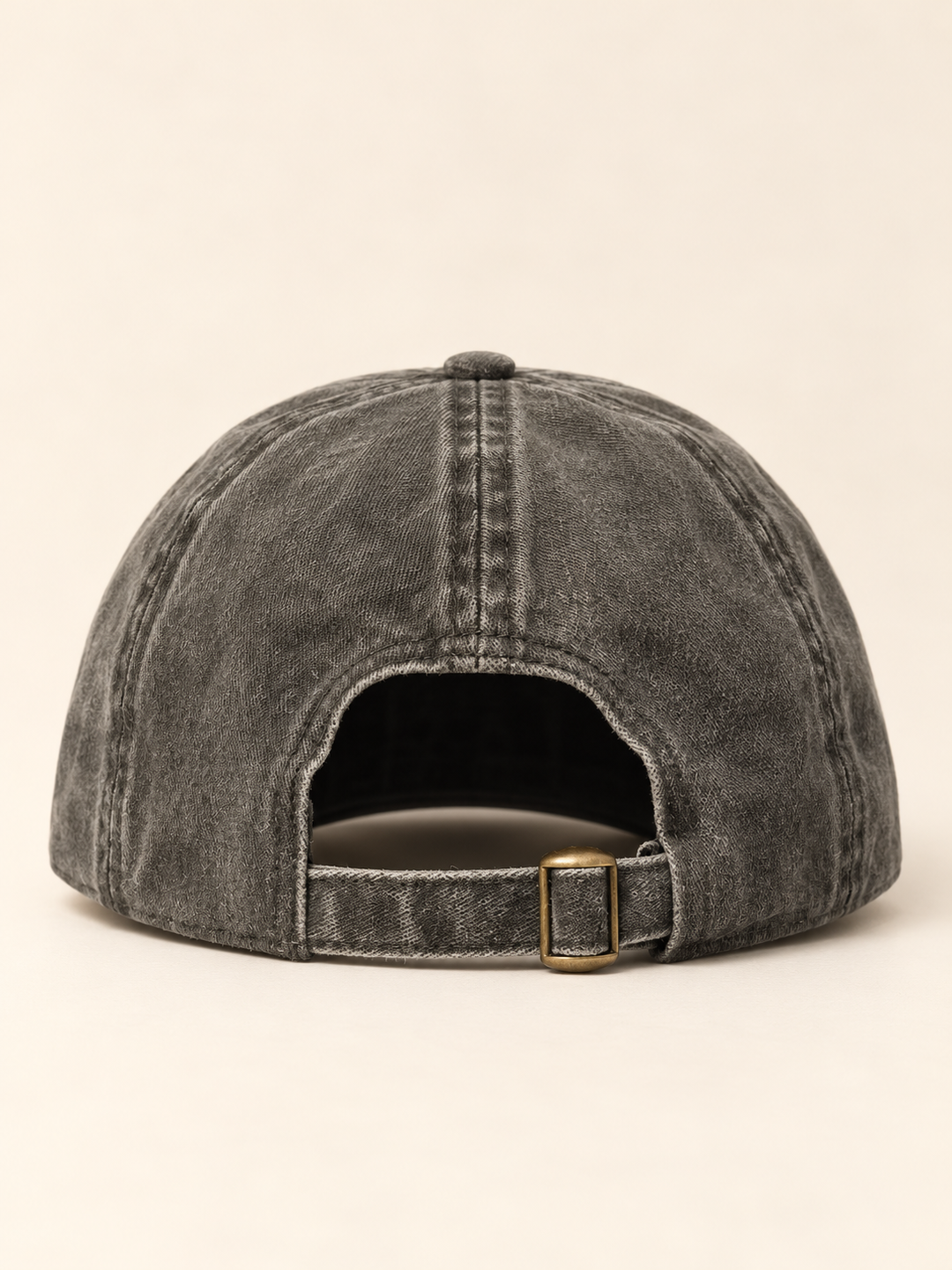 Rather Awesome washed black hat, back view