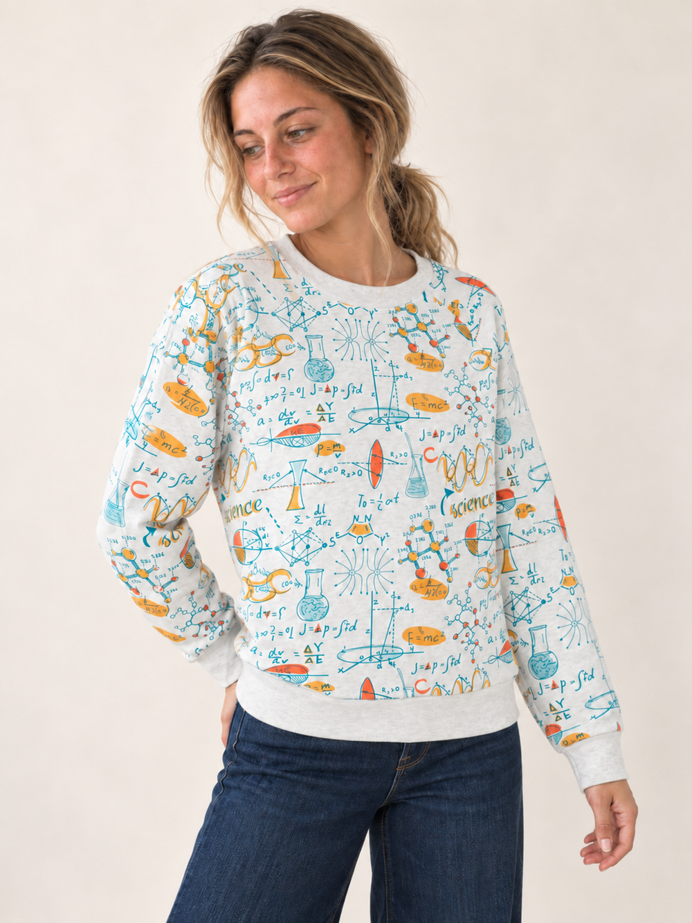 Science Sweatshirt 45 degree view on model