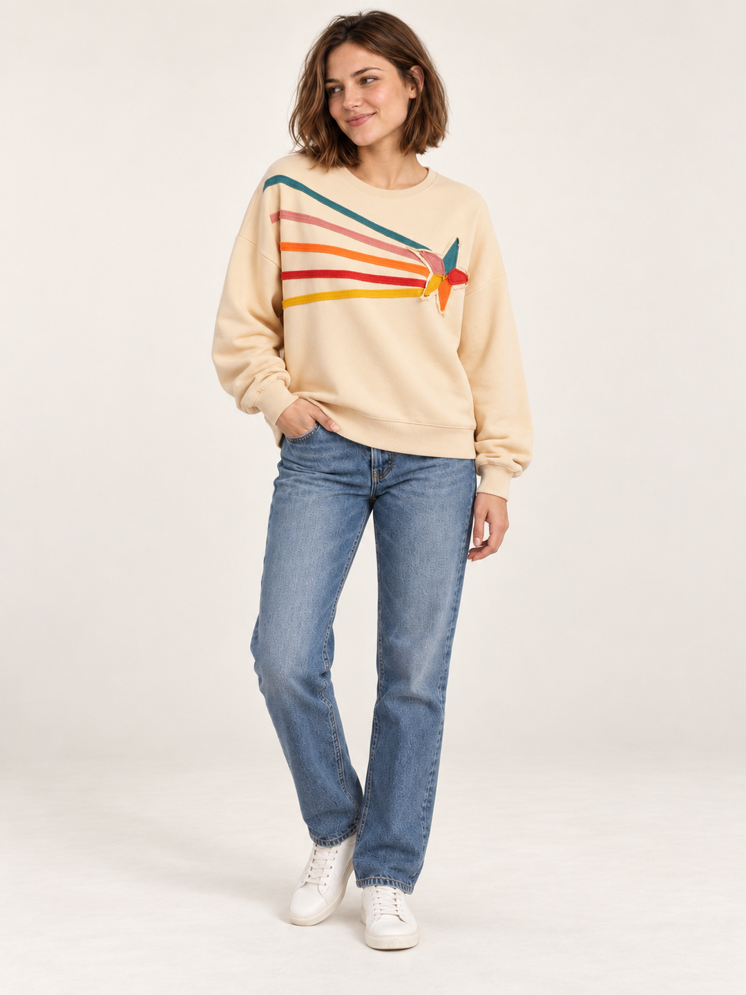 Shooting Star Pullover Sweatshirt Khaki — full-body view