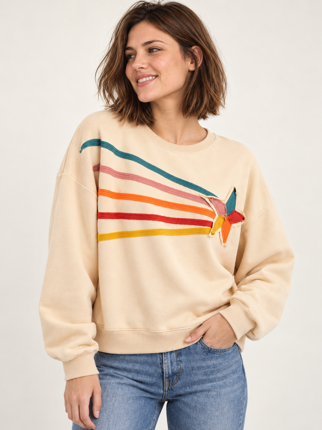 Shooting Star Pullover Sweatshirt Khaki — front view