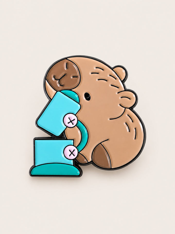 Sleeping Bear in Top Hat Pin shown on a warm neutral background