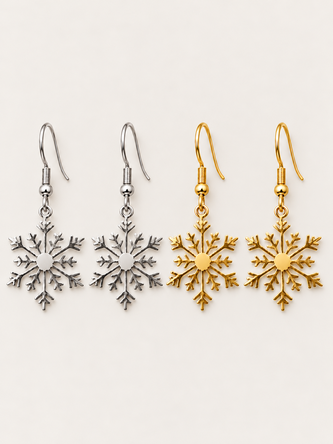Snowflake Drop Earrings — combined