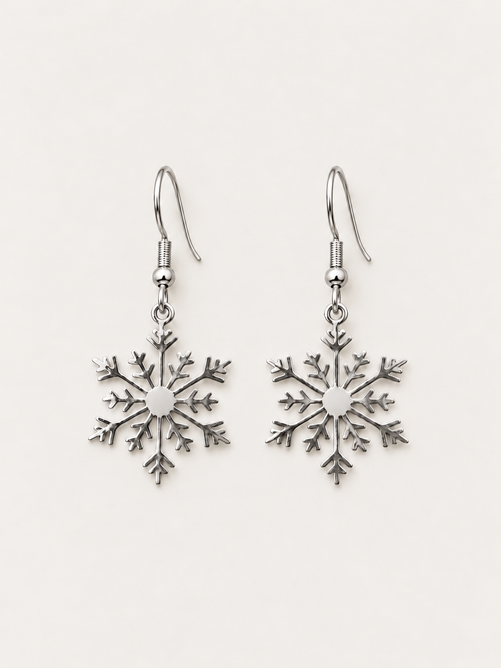 Snowflake Drop Earrings — silver main