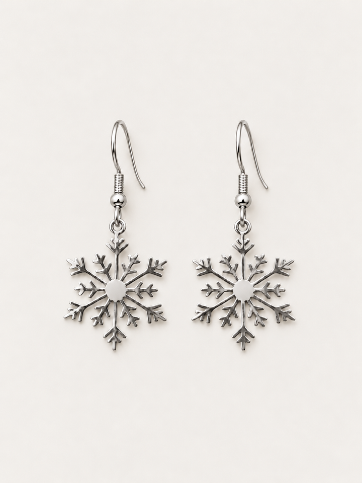 Snowflake Drop Earrings — silver main