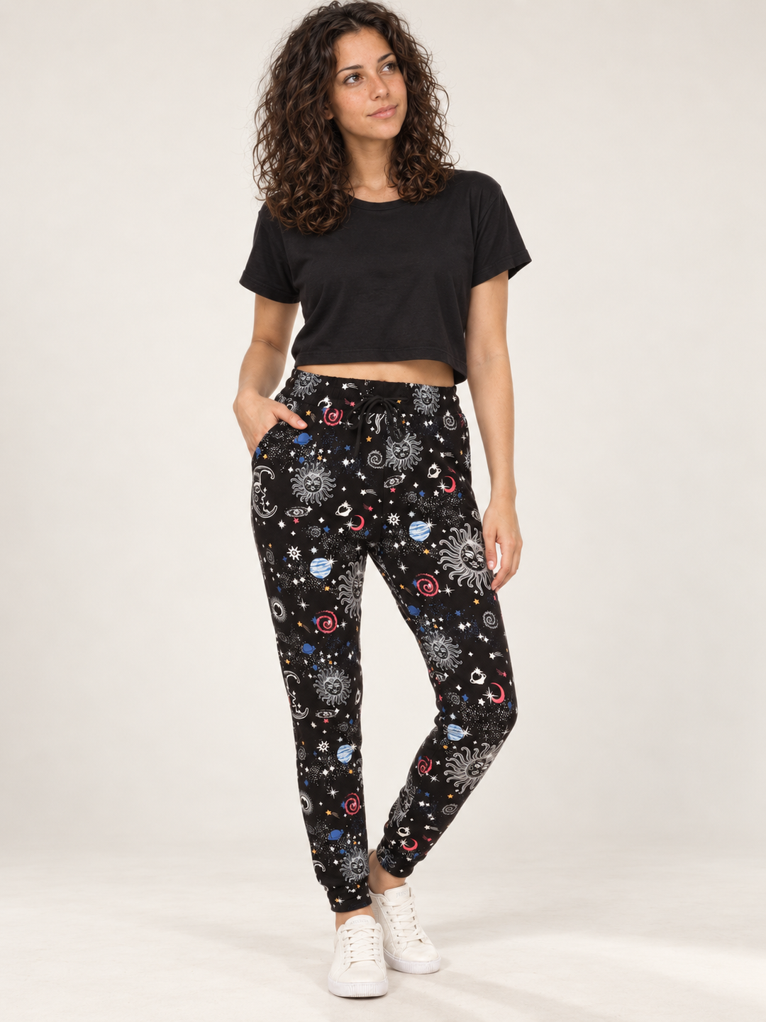 Space Sun Joggers modeled front view