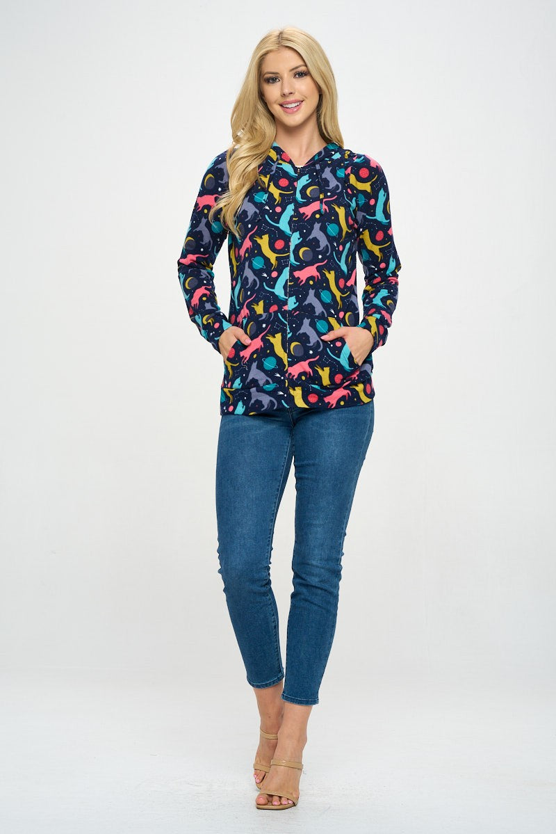 Space Cat Zip Up Hoodie