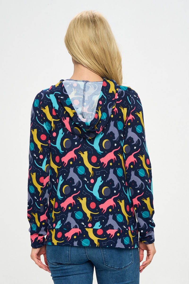 Space Cat Zip Up Hoodie