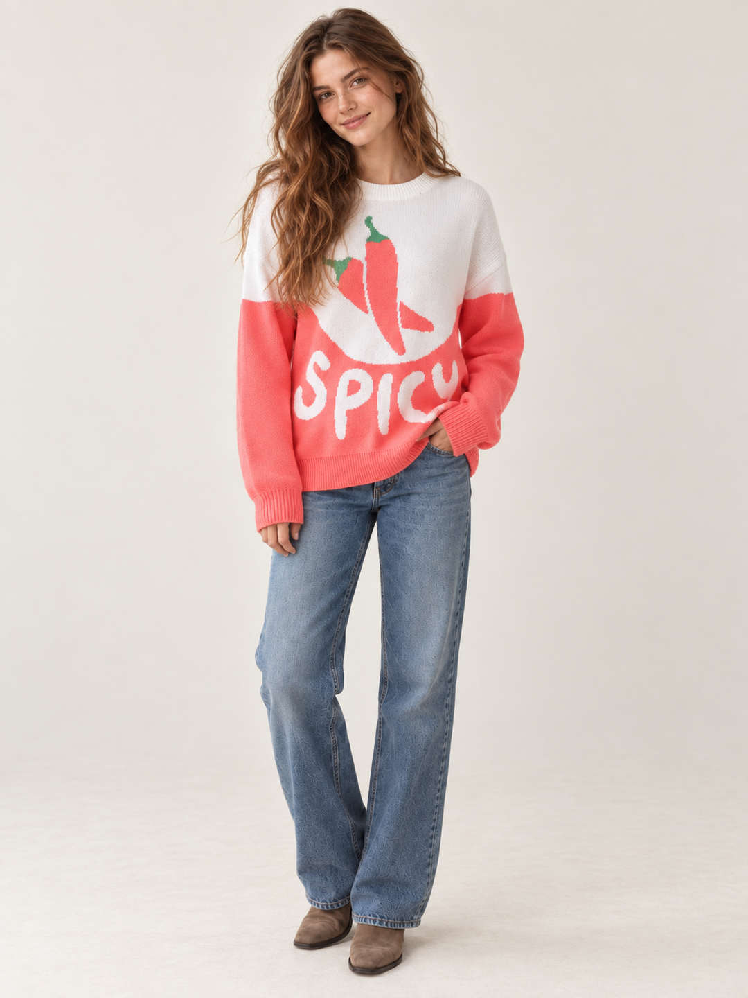 Spicy Sweater full-body front view on model