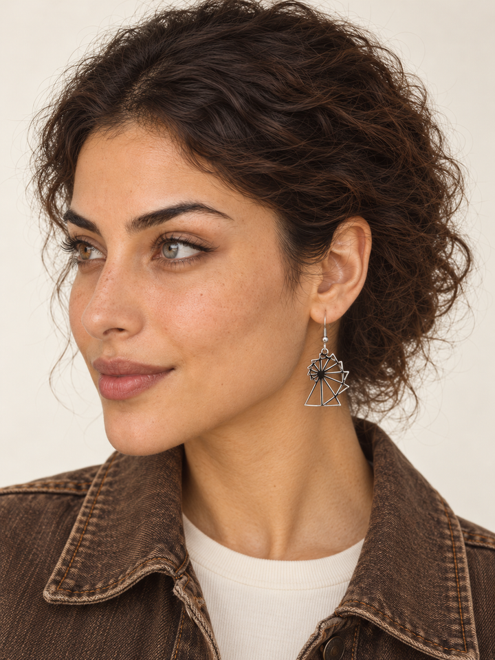Spiral of Theodorus Earrings in Silver worn on a model