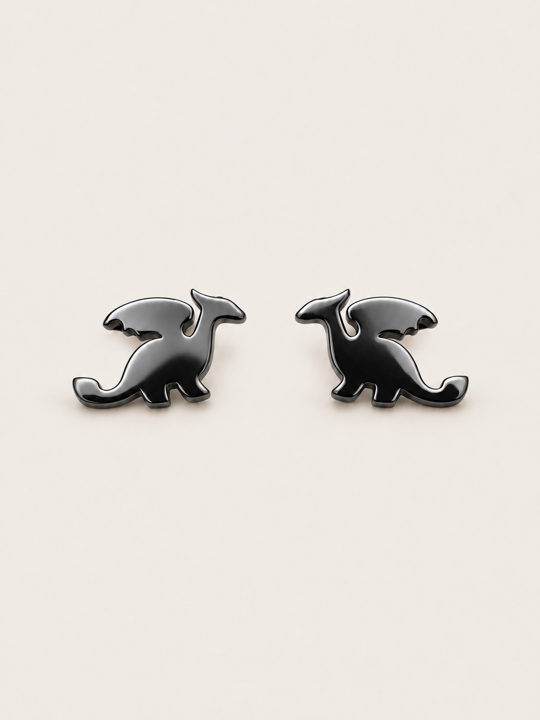 Black main Stainless Steel Dragon Stud Earrings